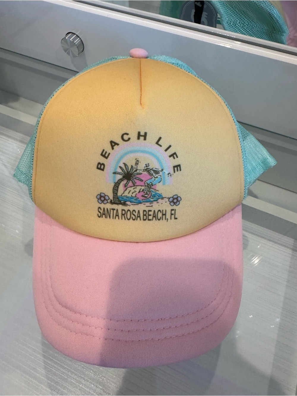 Beach Life Santa Rosa Beach Trucker Hat - Pastel Yellow, Pink & Aqua